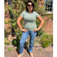 Green Striped Cotton Rich Ribbed Tee Size 24