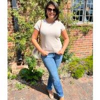 Beige Cotton Rich Ribbed Tee Size 20