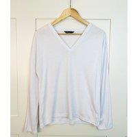 White V Neck Long Sleeve T Shirt Size 20