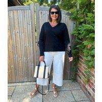 Black V Neck Long Sleeve T Shirt Size 10