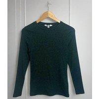 Green Ribbed Sparkly Long Sleeve Top Size 8