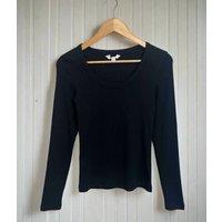 Black Ribbed Long Sleeve Top Size 18