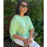 Green Ruched Sleeve Top Size 16/18