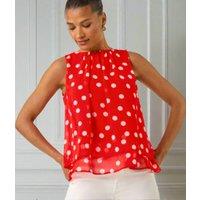 Red Spot Double Layered Pleated Top Size 12