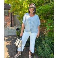 Grey V Neck Twist Front Top Size 16/18