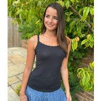 Black Lace Trim Cami Top Size 18