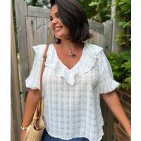White Ruffle Collar Blouse Size 6