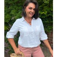 Ivory Linen Blend Pop Over Shirt Size 10