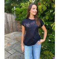 Black Sequin Flower Burnout Top Size 24/26