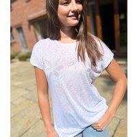 White Sequin Flower Burnout Top Size 24/26