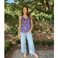 Blue Lobster Print V Neck Slouch Vest Size 24/26