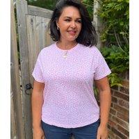 Pink Print Straight Fit Cotton Tee Size 16/18
