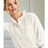 Ex Joules White Melanie Ruffle Blouse Size 22