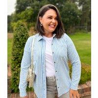 Blue Striped Thick Jersey Shirt Size 14/16