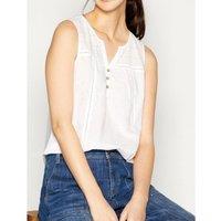 White Sleeveless Detailed Top Size 14