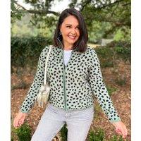 Green Leopard Print Soft Full Zip Fleece Size 18