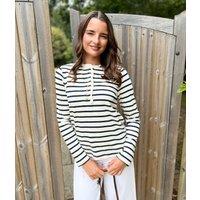 Ivory & Navy Daphne Striped Top Size 8
