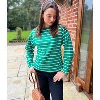 Green Striped Long Sleeve Cotton Top Size 8