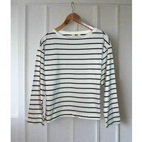 White Striped Long Sleeve Cotton Top Size 24