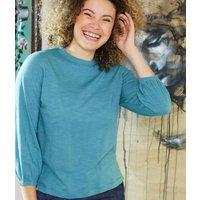 Mistral Teal Gathered Cuff Top Size 18