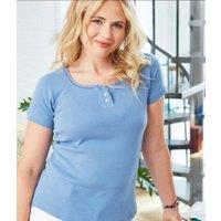 Mistral Blue Ladder Detail Short Sleeve Top Size 10