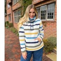 Lazy Jacks Ivory Striped Roll Neck Snug Fleece Size 10
