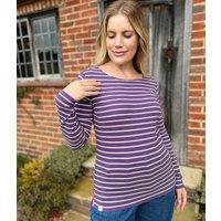 Lazy Jacks Loganberry Striped Breton Top Size 8