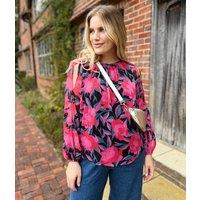 Pink Floral Chiffon Layered Top Size 14