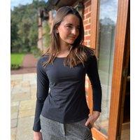 Ex Seasalt Black Organic Cotton Rich Long Sleeve Top Size 8
