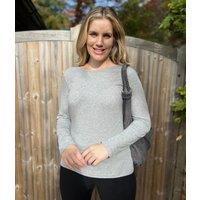 Ex Seasalt Grey Organic Cotton Rich Long Sleeve Top Size 8