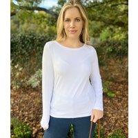 Ex Seasalt White Organic Cotton Rich Long Sleeve Top Size 10