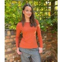 Ex Seasalt Orange Organic Cotton Rich Long Sleeve Top Size 16