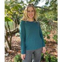 Ex Seasalt Teal Organic Cotton Rich Long Sleeve Top Size 8