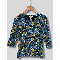 Ex Seasalt Flower Print 3/4 Sleeve Top Size 24