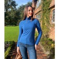 Ex Seasalt Blue Landing Roll Neck Top Size 10