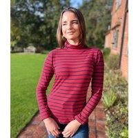 Ex Seasalt Red Striped Landing Roll Neck Top Size 22