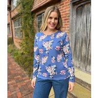 Lazy Jacks Blue Wildflower Printed Breton Top Size 8