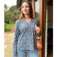 Blue Vintage Feather Grandad Top Size 14