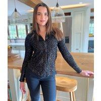 Black Stretch Sequin Long Sleeve Shirt Size 8/10