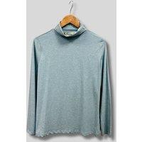 Ex Seasalt Aqua Landing Plain Roll Neck Top Size 16