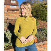 Ex Seasalt Olive Landing Plain Roll Neck Top Size 10