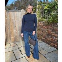 Ex Seasalt Navy Landing Plain Roll Neck Top Size 18