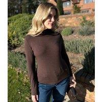 Ex Seasalt Brown Landing Plain Roll Neck Top Size 8