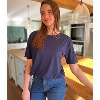 Navy Crew Neck Relaxed T Shirt Size 16