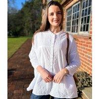 White Cotton Oversized Grandad Collar Shirt Size 14/16