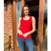 Red Scoop Neck Ribbed Vest Top Size 12