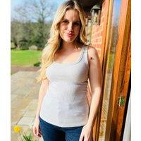 Grey Scoop Neck Ribbed Vest Top Size 6