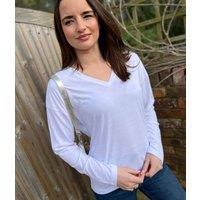 White Long Sleeve Relaxed T Shirt Size 12
