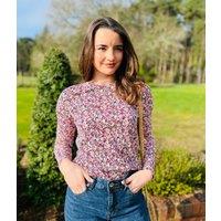 Pink Ditsy Floral Long Sleeve Top Size 22