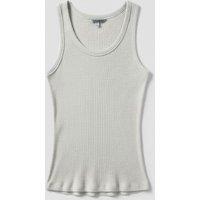 Ecru Scoop Neck Ribbed Vest Top Size 12